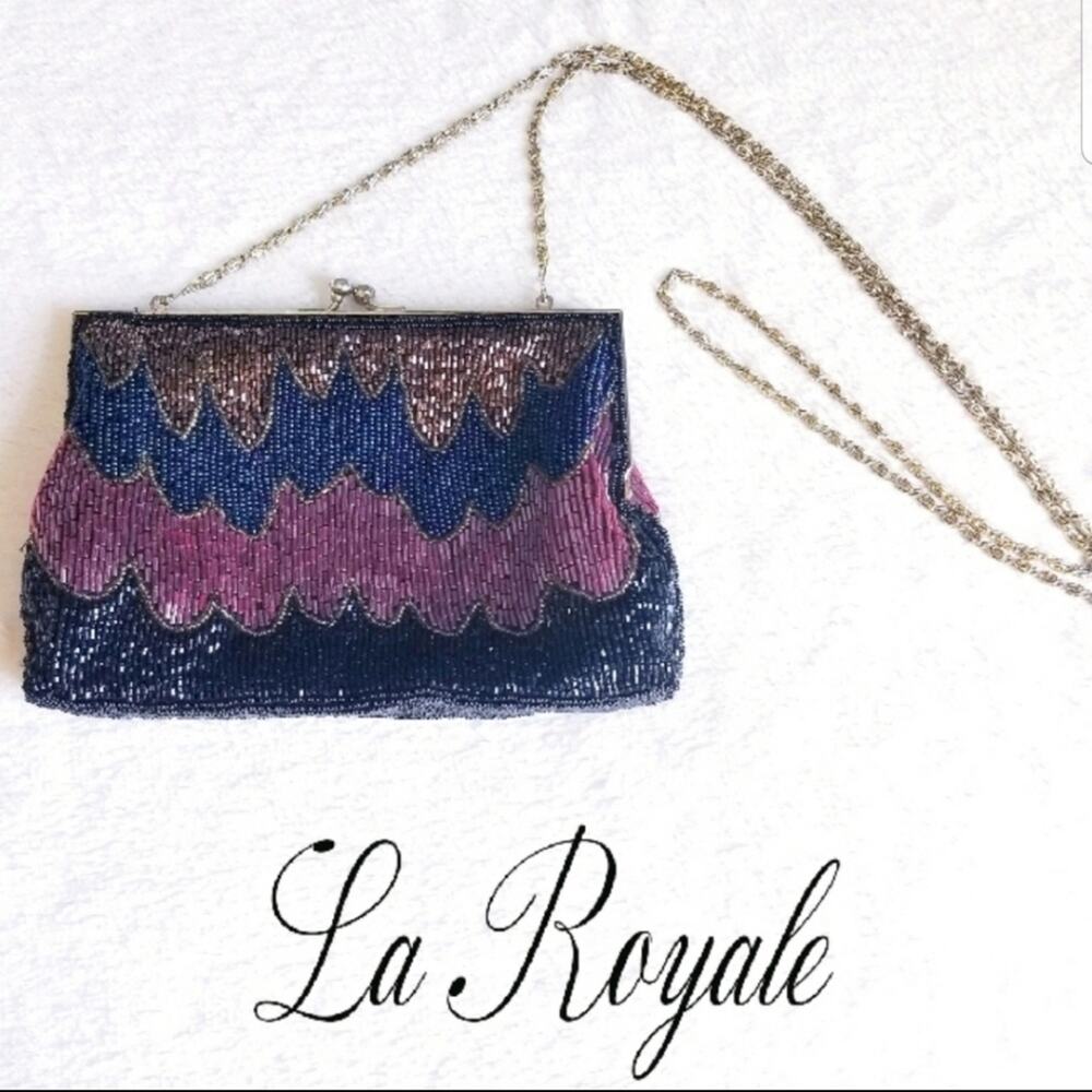Vtg Handbag La Regale Beaded Shoulder Evening Formal Retro Art Deco
